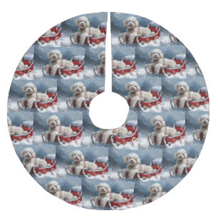 Poodle Dog Weihnachtsfest Polyester Weihnachtsbaumdecke
