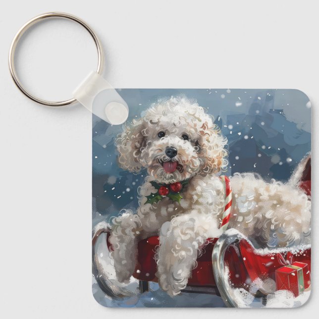 Poodle Dog Weihnachtsfest Schlüsselanhänger (Vorderseite)