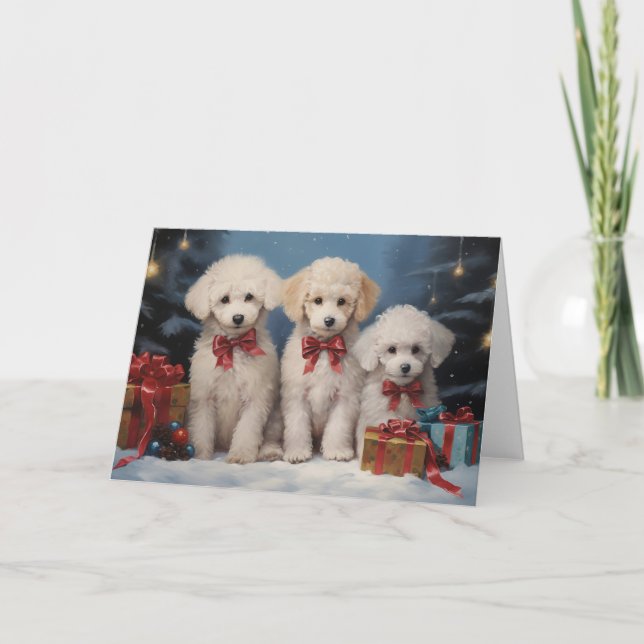 Poodle Dog Weihnachtskarte Dankeskarte (Vorderseite)