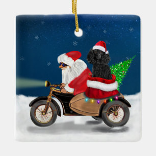 Poodle Dog Weihnachtsmann Keramikornament