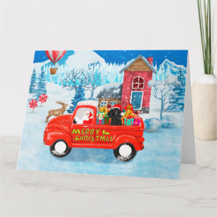 Poodle Dog Weihnachtswagen Schnee Karte