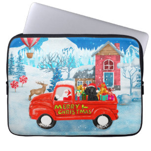 Poodle Dog Weihnachtswagen Schnee Laptopschutzhülle