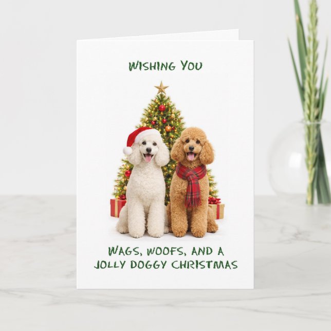 Poodle Dogs Christmas Feiertagskarte (Vorderseite)