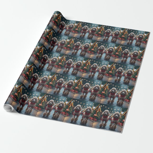 Poodle Dogs Christmas Snow Holiday  Geschenkpapier (Ungerollt)