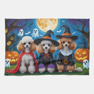 Poodle Dogs Pumpkin Halloween Funny Geschirrtuch
