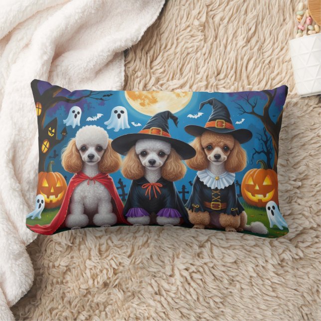 Poodle Dogs Pumpkin Halloween Funny Lendenkissen (Decke)