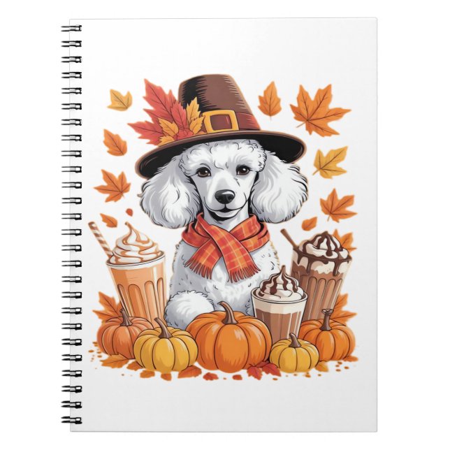 Poodle Erntedank Drinks Kaffee Herbstlaub Pump Notizblock (Vorderseite)