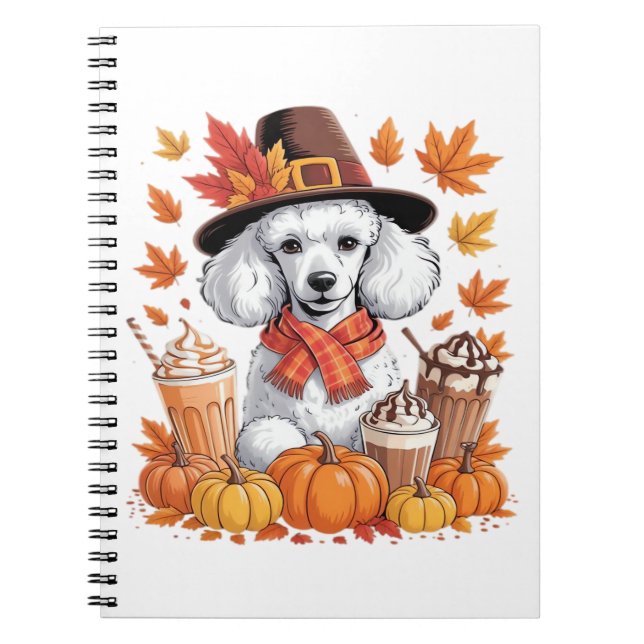 Poodle Erntedank Drinks Kaffee Herbstlaub Pump Notizblock (Vorderseite)