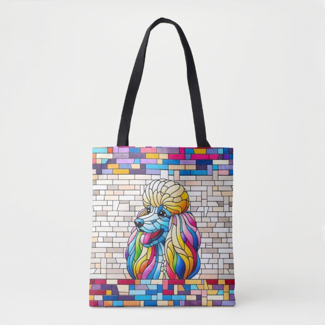 Poodle - farbenfrohe Mosaikkunst Tasche (Vorderseite)