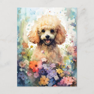 Poodle farbige Aquarellbilder Postkarte