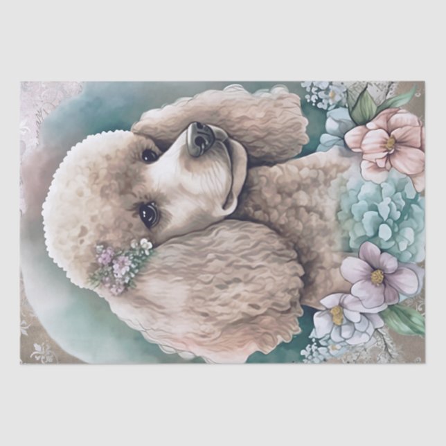 Poodle Floral Dog Seidenpapier (Vorderseite)