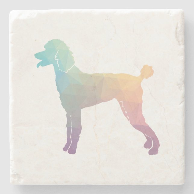 Poodle Geo Silhouette Pastel Steinuntersetzer (Vorderseite)