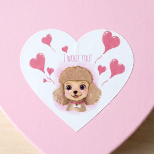 Poodle-Geschenkverpackungsaufkleber • Valentinstag Herz-Aufkleber
