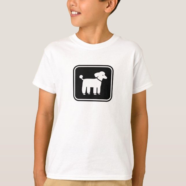 Poodle Graphic (weiß auf schwarz) T-Shirt (Vorderseite)