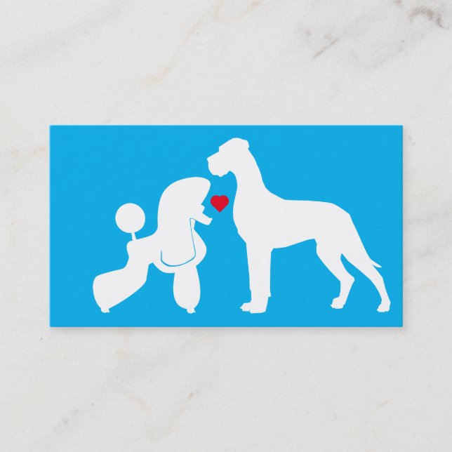 Poodle Great Dane Couple Visitenkarte (Vorderseite)