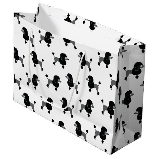 Poodle Große Geschenktasche Geschenktüte (Vorderseite Schrägansicht)