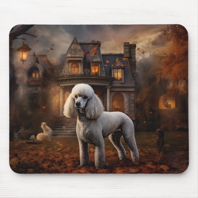 Poodle Halloween Beängstigend Mousepad (Vorne)