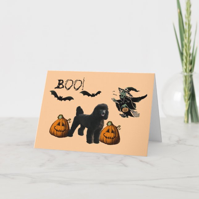 Poodle Halloween Grußkarte Karte (Vorderseite)