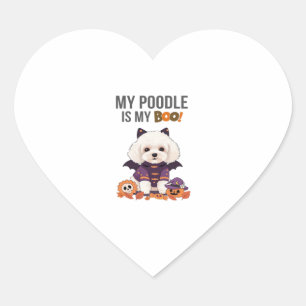 Poodle Halloween Kostüm Mein Poodle ist mein Boots Herz-Aufkleber