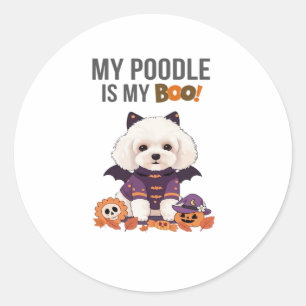 Poodle Halloween Kostüm Mein Poodle ist mein Boots Runder Aufkleber