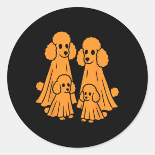 Poodle Halloween Poodle Ghost Familie Funny Dog Lo Runder Aufkleber