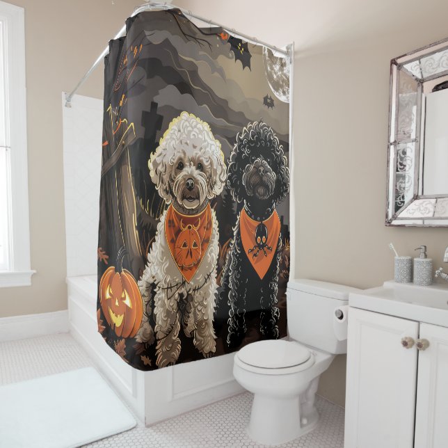 Poodle Halloween Spooky Duschvorhang (Beispiel)