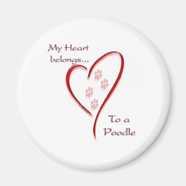 Poodle Heart Belongs Magnet (Vorne)