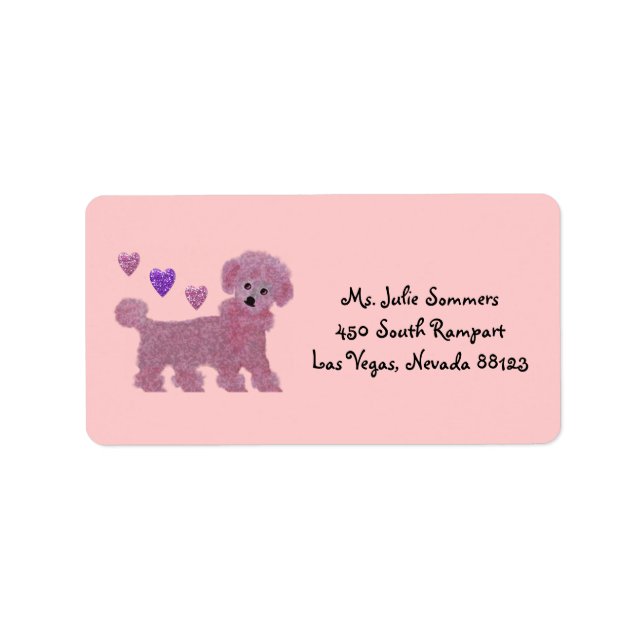 Poodle Heart Rücksendeadressen-Aufklebers Adressaufkleber (Vorne)