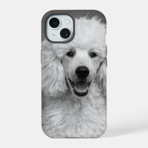 Poodle Hund Foto Schwarz und Weiß personalisierbar iPhone 15 Hülle