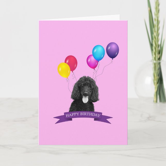 Poodle Hund Happy Birthday Grußkarte Karte (Vorderseite)