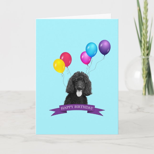 Poodle Hund Happy Birthday Grußkarte Karte (Vorderseite)