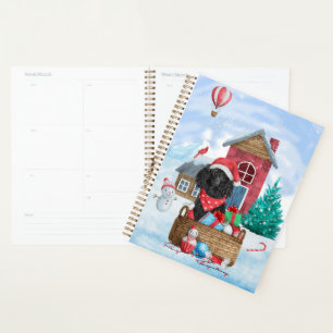 Poodle Hund im Schnee Weihnachtshaus Planer