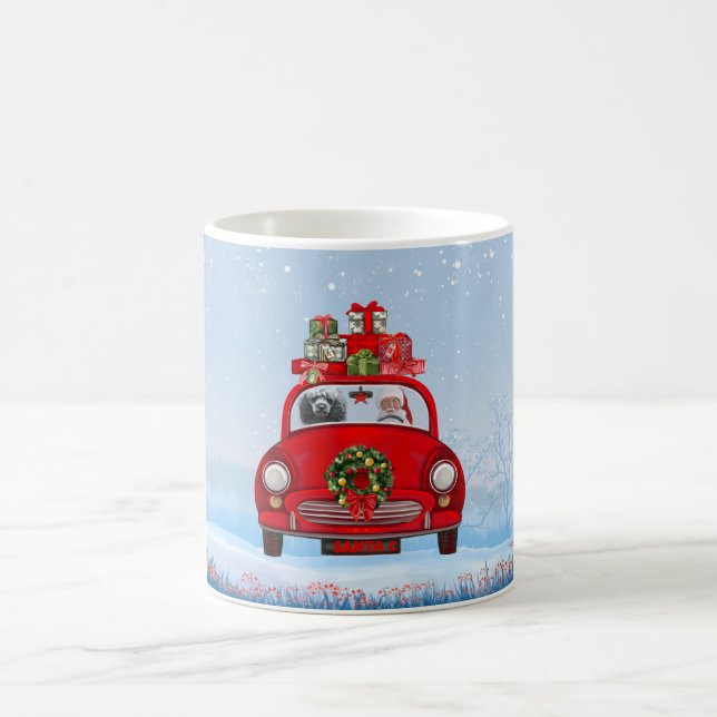 Poodle Hund in Auto mit dem Weihnachtsmann Kaffeetasse (Mittel)