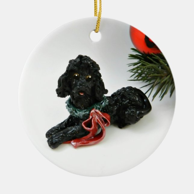 Poodle Hund Keramik Ornament (Vorne)