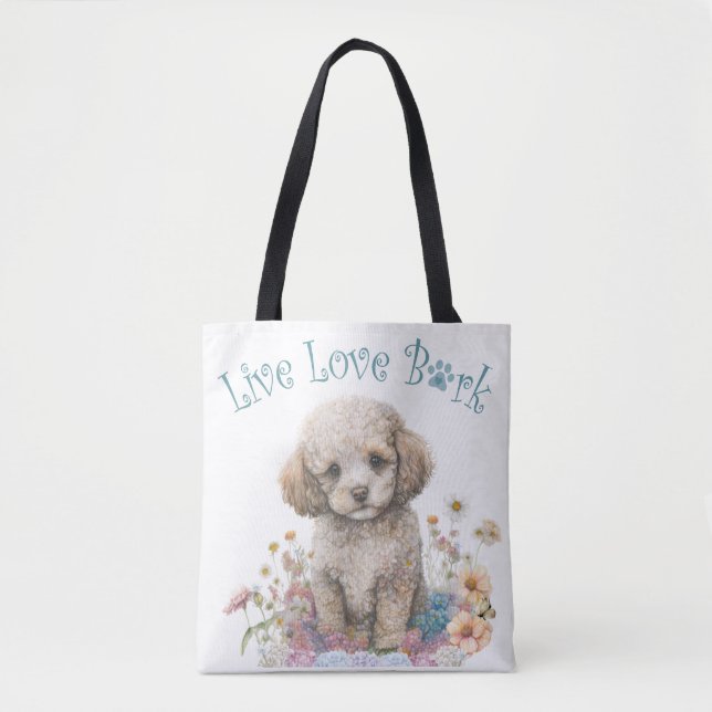 Poodle Hund Mama Floral Tasche (Vorderseite)