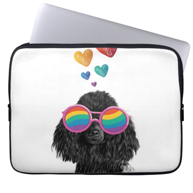 Poodle Hund mit Herzchen Valentinstag Laptopschutzhülle (Vorderseite)