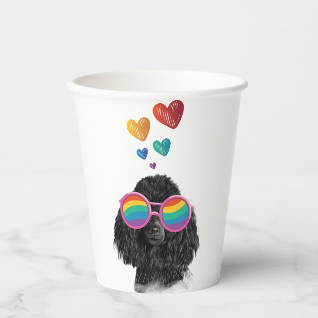 Poodle Hund mit Herzchen Valentinstag Pappbecher (Vorderseite)
