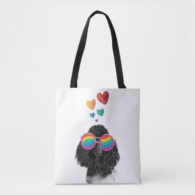 Poodle Hund mit Herzchen Valentinstag Tasche (Vorderseite)