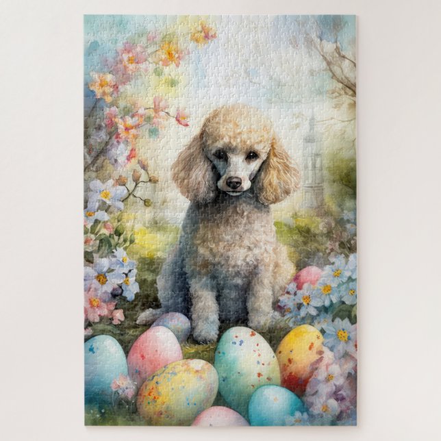 Poodle Hund mit Ostereiern Urlaub (Vertikal)