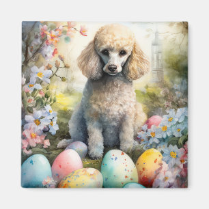 Poodle Hund mit Ostereiern Urlaub Magnet