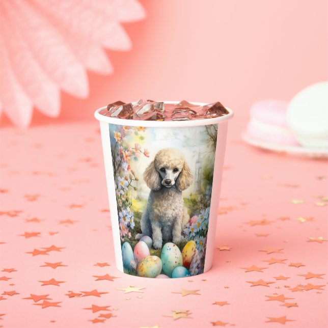 Poodle Hund mit Ostereiern Urlaub Pappbecher (Insitu)