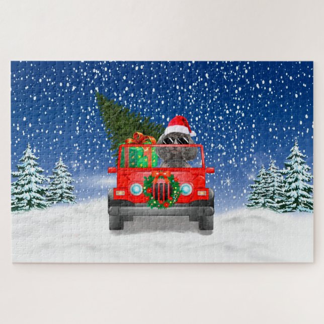 Poodle Hund mit Weihnachtsgeschenken (Horizontal)