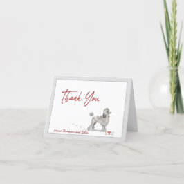 Poodle Hund Personalisiert mit Knochen und Ribbon Dankeskarte