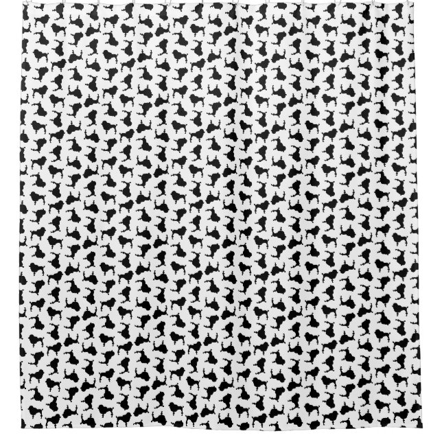 Poodle Hund Silhouetten CUSTOM HINTERGRUNDFARBE Duschvorhang (Vorderseite)