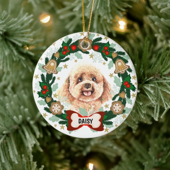 Poodle Hund Weihnachten Keks Tod Keramik Ornament (Baum)