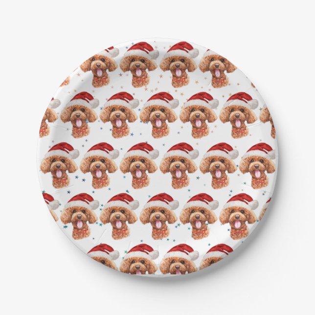 Poodle Hund züchten Weihnachtsstars Pappteller (Vorderseite)
