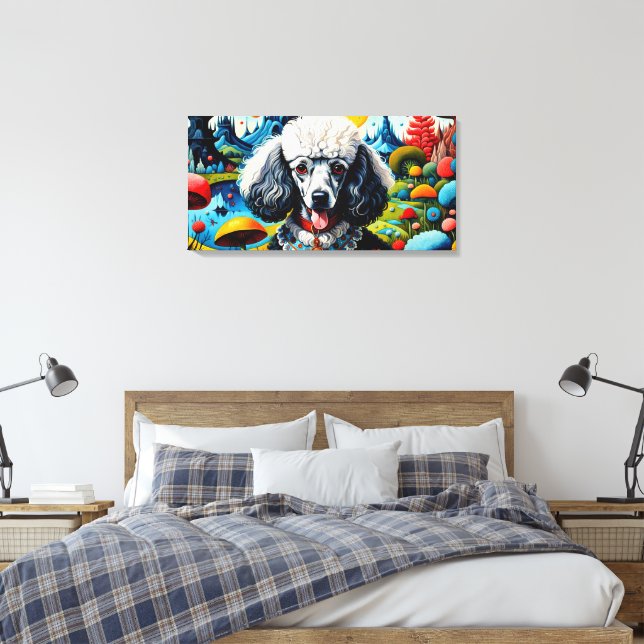 Poodle im Garten Irlands Freude 2 Leinwanddruck (Insitu (Schlafzimmer))
