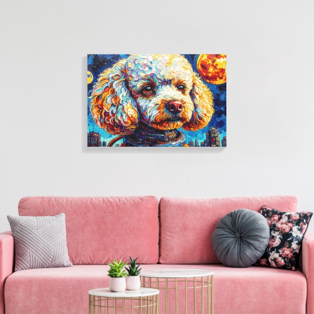 POODLE IM WELTALL-7 LEINWANDDRUCK (Insitu (Wohnzimmer))