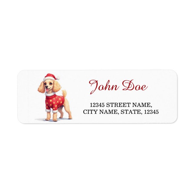 Poodle in Christmas Sweater Return Address Labels (Vorne)