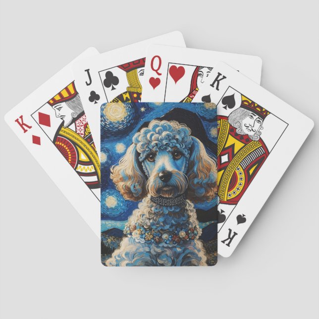 Poodle in der Sternennachtskarte Spielkarten (Rückseite)